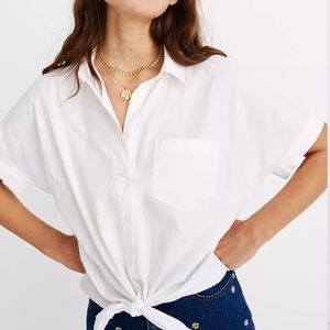 MADEWELL Short Sleeve Tie Front Shirt